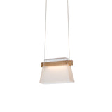 COWBELL LED MINI PENDANT BY HUBBARDTON FORGE, ACCENT: WOOD MAPLE, CLEAR GLASS WITH FROST,  | CASA DI LUCE LIGHTING