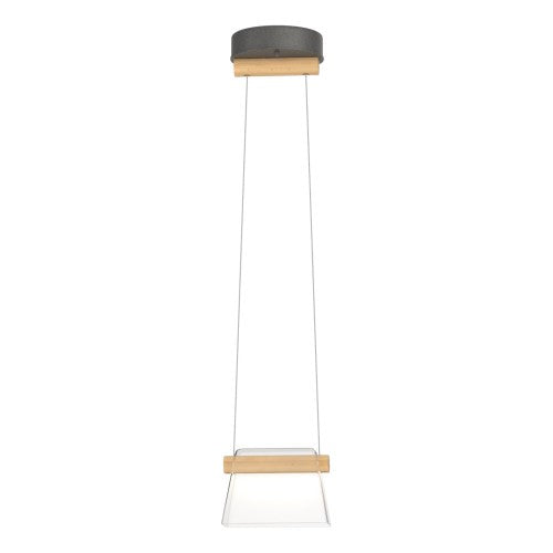 COWBELL LED MINI PENDANT BY HUBBARDTON FORGE, FINISH: NATURAL IRON, ACCENT: WOOD MAPLE, CLEAR GLASS,  | CASA DI LUCE LIGHTING