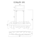 Guadiana Integrated LED 39in Chandelier with Handcrafted Glass