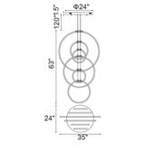 Hoops Integrated LED 35in 6 Ring Chandelier