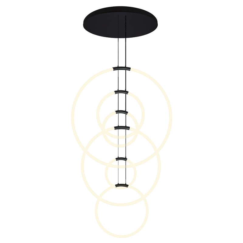Hoops Integrated LED 35in 6 Ring Chandelier