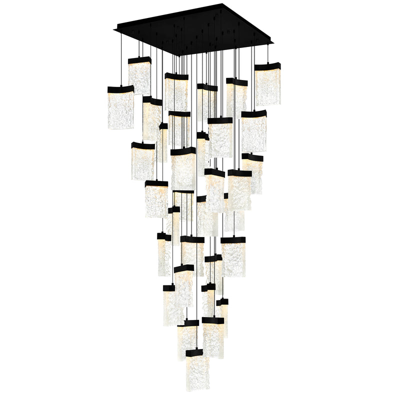 Lava Integrated LED 36in Chandelier with Handcrafted Glass