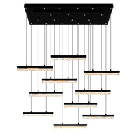 Stagger Integrated LED 48in Chandelier with Handcrafted Glass