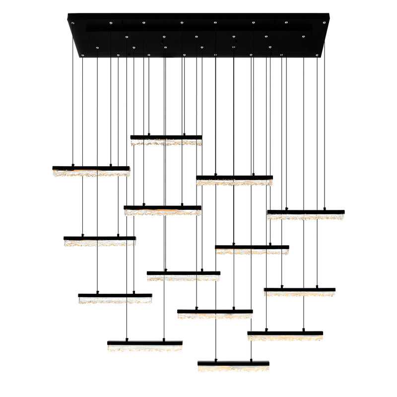 Stagger Integrated LED 60in Chandelier with Handcrafted Glass