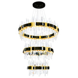 Aya 3-Tier Integrated LED Pearl Black Chandelier