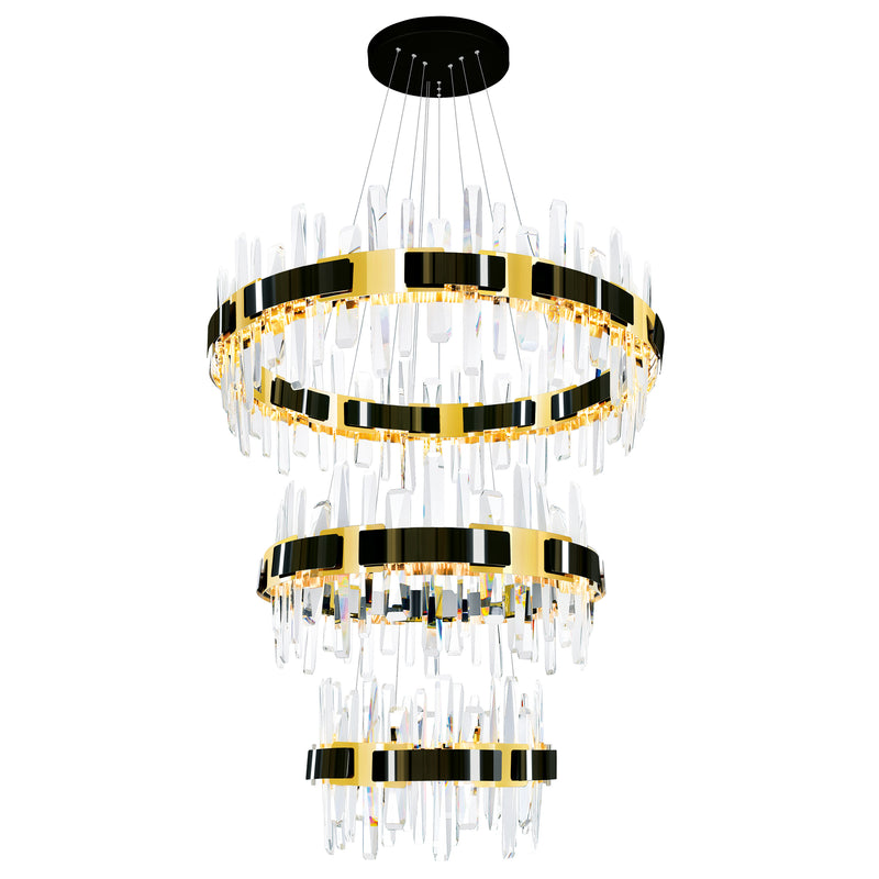 Aya 3-Tier Integrated LED Pearl Black Chandelier