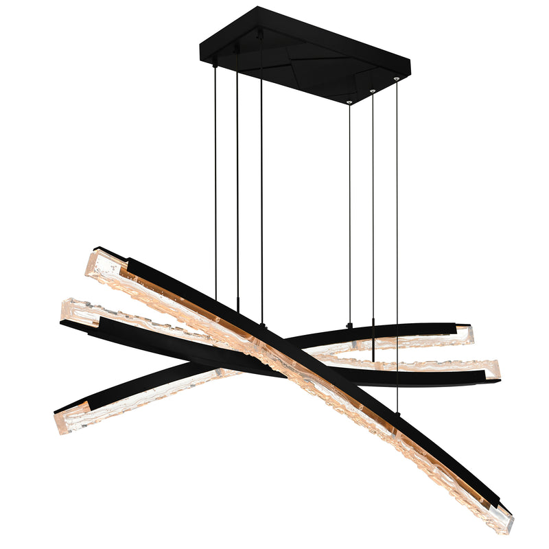 Saber Integrated LED 50in Chandelier with Handcrafted Glass