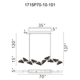 Moon Integrated LED 70in Chandelier with Handcrafted Glass