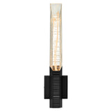 Petra Integrated LED Sand Black Indoor-Outdoor Wall Light with Handcrafted Glass