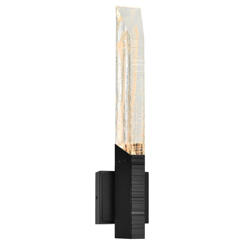 Petra Integrated LED Sand Black Indoor-Outdoor Wall Light with Handcrafted Glass
