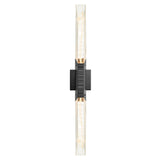 Petra Integrated LED Sand Black Indoor-Outdoor Wall Light with Handcrafted Glass
