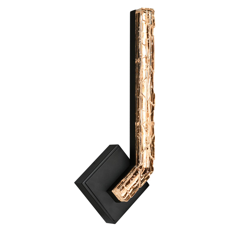 Contour Integrated LED Sand Black Indoor-Outdoor Wall Light with Handcrafted Glass
