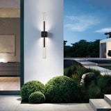 Curva Integrated LED 19in Sand Black Indoor-Outdoor Wall Light with Handcrafted Glass