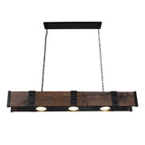 Pago Black & Wood Drum Shade Island Light