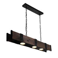 Pago Black & Wood Drum Shade Island Light