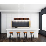 Pago Black & Wood Drum Shade Island Light