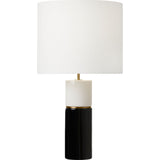 Cade Table Lamp — 16", White Linen, Black