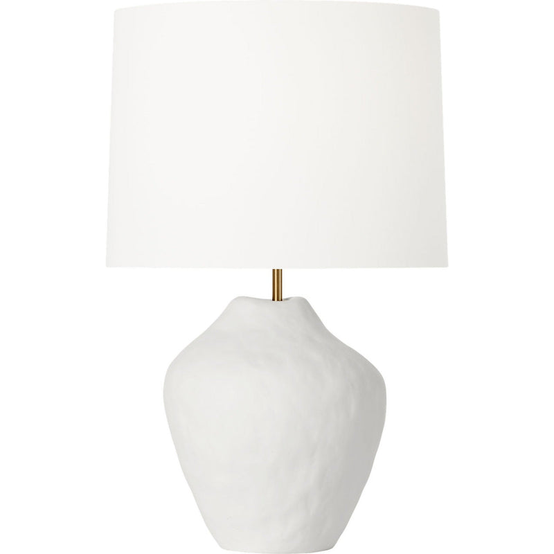 Cadley Table Lamp — 17", White Linen, Matte White Ceramic