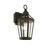 Calabasas Wall Sconce by Troy Lighting in Vintage Bronze, 1-Light clear-glass lantern