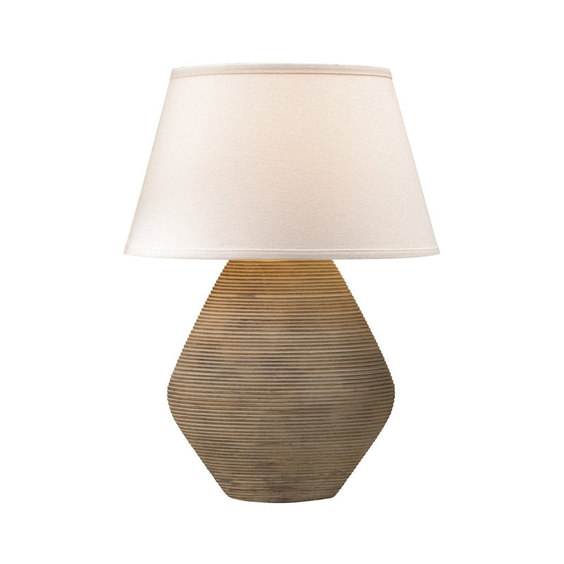 Calabria Reggio Table Lamp by Troy Lighting - textured ceramic base with linen shade