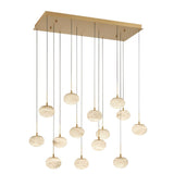 Calcolo Rectangular LED Chandelier Antique Brass 14 Lights By Lib And Co Side View