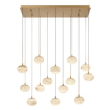 Calcolo Rectangular LED Chandelier Antique Brass 14 Lights By Lib And Co