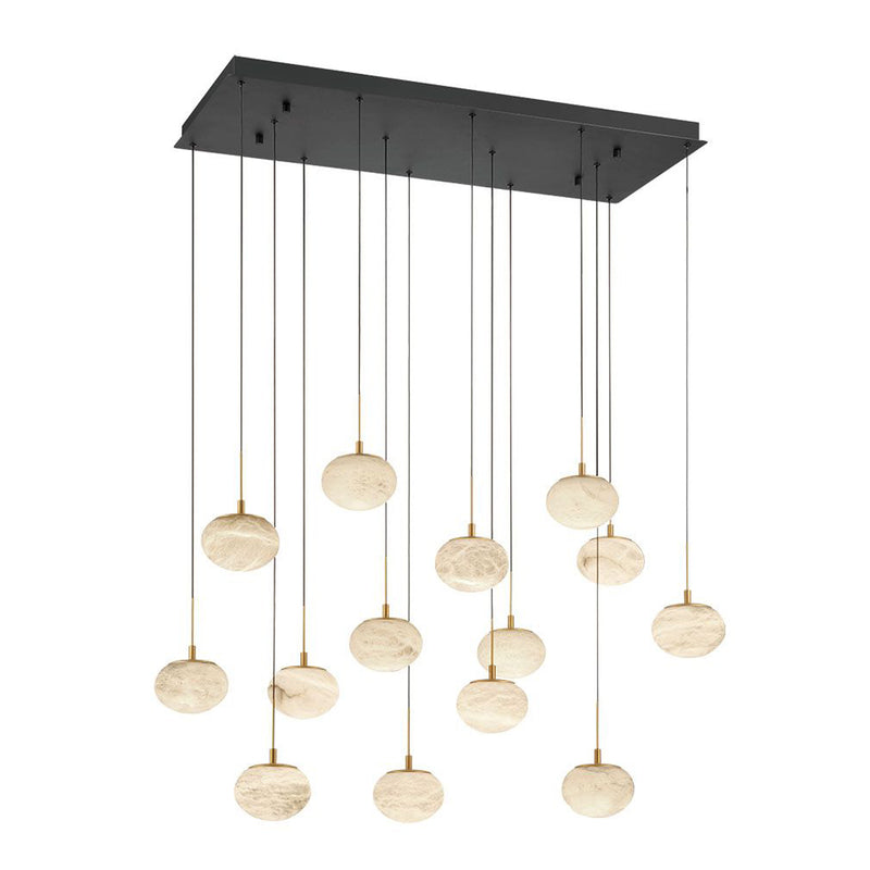 Calcolo Rectangular LED Chandelier Matte Black 14 Lights By Lib And Co Side View
