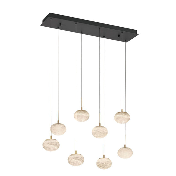 Calcolo Rectangular LED Chandelier Matte Black 8 Lights By Lib And Co Side View