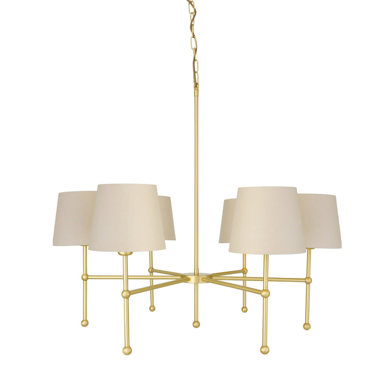 California 6 Arm Chandelier - Satin Brass