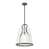 Caliper Pendant Large in Dark Smoke, Clear Glass by Hubbardton Forge