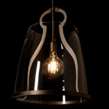 Caliper Pendant Large detail in Dark Smoke, Clear Glass, by Hubbardton Forge