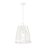 Caliper Pendant Large in White, Clear Glass by Hubbardton Forge