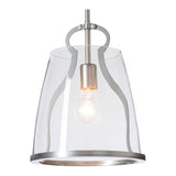 Caliper Pendant Small, shown in Sterling, Clear Glass, by Hubbardton Forge