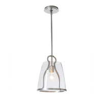 Caliper Pendant Small, shown in Sterling, Clear Glass, by Hubbardton Forge