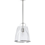 Caliper Pendant Small, shown in Sterling, Clear Glass, by Hubbardton Forge