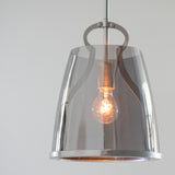 Caliper Pendant Small, shown in Sterling, Plated Smoke Glass, by Hubbardton Forge