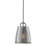 Caliper Pendant Small in Bronze, Plated Smoke Glass by Hubbardton Forge