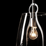 Caliper Pendant Small detail in Sterling, Clear Glass, by Hubbardton Forge