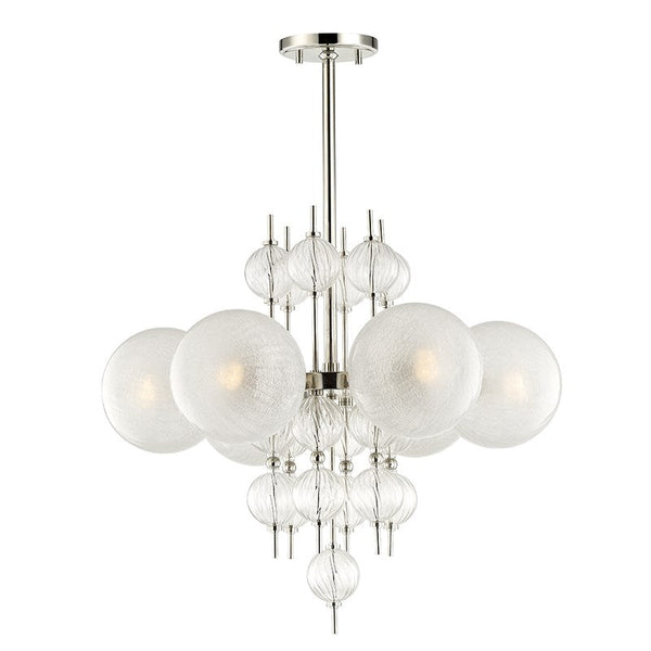Calypso 6 Light Chandelier by Hudson Valley in Polished Nickel