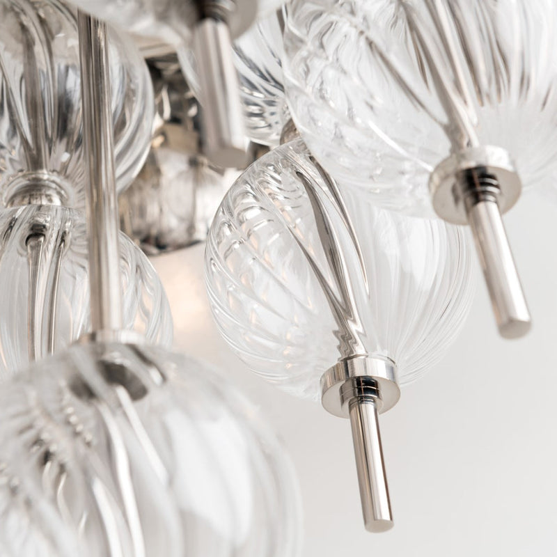 Calypso 8 Light Chandelier by Hudson Valley in Polished Nickel, close up