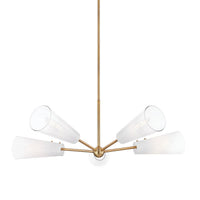 Camarillo Chandelier by Troy Lighting in Patina Brass, 5-Light Sfumato ombre glass shades