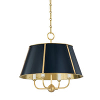Cambridge Chandelier - 4-Light - Aged Brass with Darkest Blue by Hudson Valley