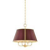 Cambridge Chandelier - 4-Light - Aged Brass with Soft Crimson by Hudson Valley