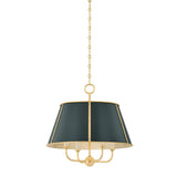 Cambridge Chandelier - 4-Light - Aged Brass with Soft Studio Green by Hudson Valley