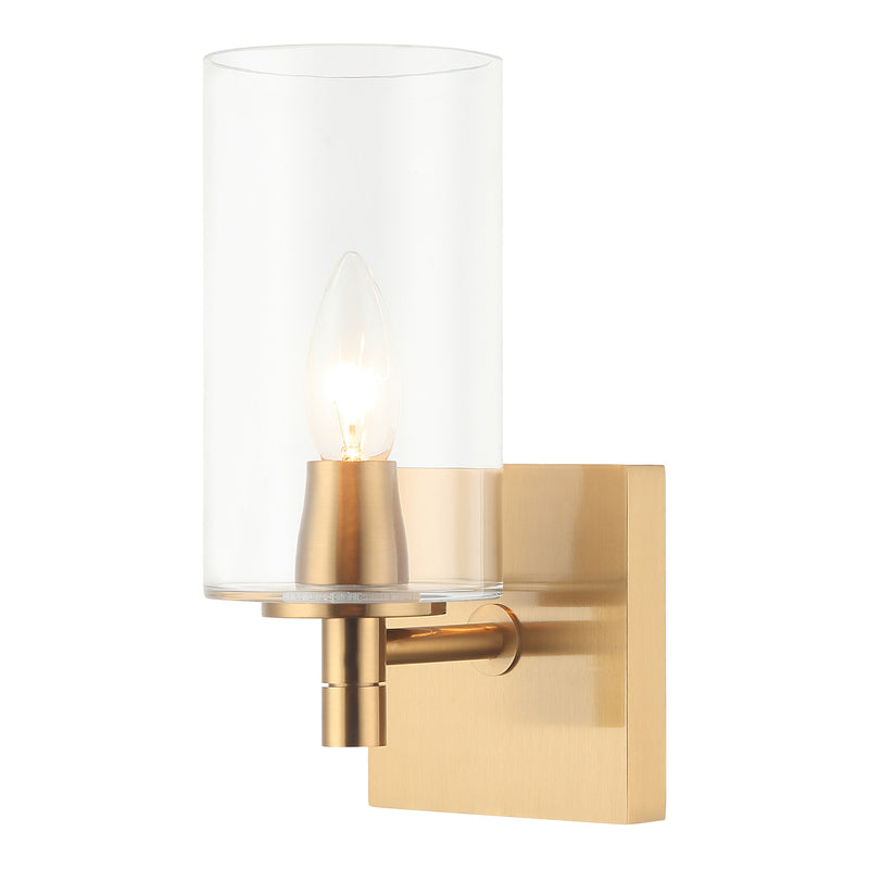 Candela Wall Sconce 5 Inch Aged Gold Brass Clear