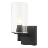 Candela Wall Sconce 5 Inch Matte Black Clear