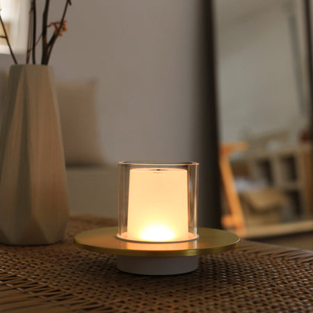 Tubicen CANDLE T140003-TC Brass Flameless LED Candle Table Light 2000mAh Rechargeable Battery Operated Lamp