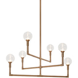 Candlestix Chandelier Aged Gold Brass Clear Glass By Matteo - Front View