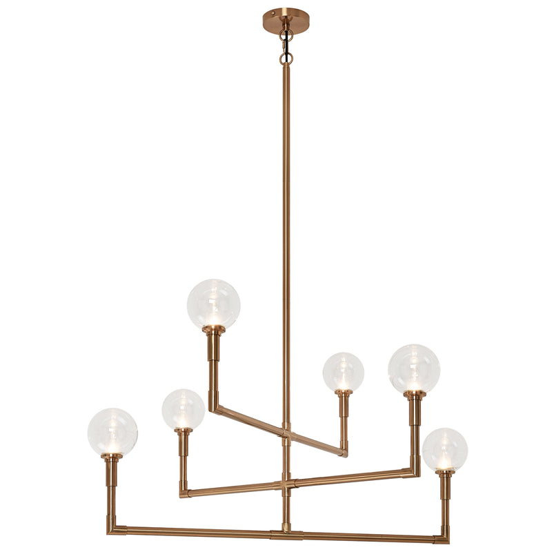 Candlestix Chandelier Aged Gold Brass Clear Glass By Matteo