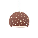 Canyon Clay-Beige Twisted Cord Perforated Large Globe Pendant by Justice Design